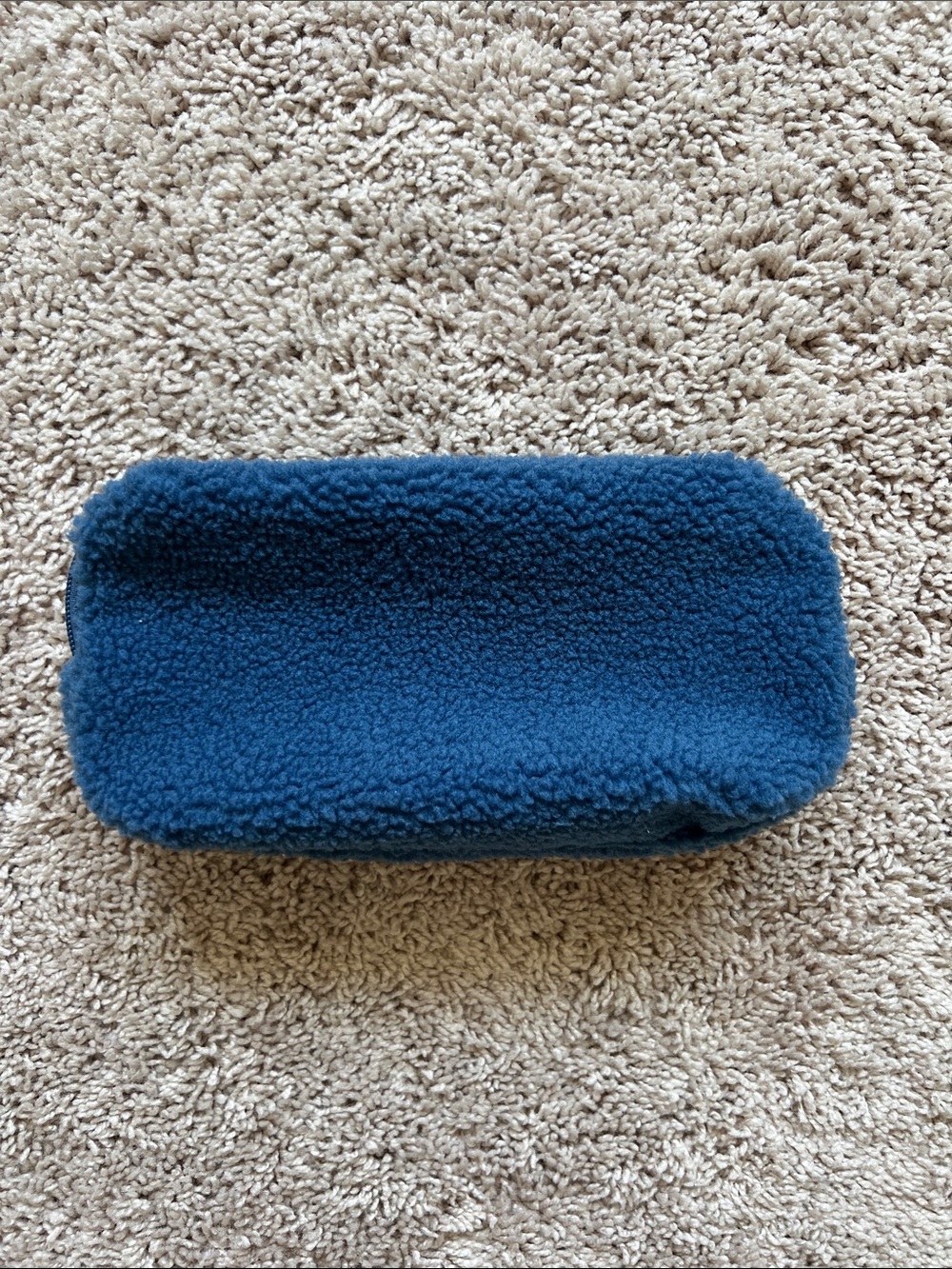New Sephora Blue Sherpa Zip Pouch with Gold Hardware